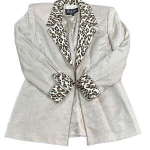 CACHE SOLINI NEW YORK Vintage Shimmer Rhinestone Leopard Cheetah Print Dress Coc